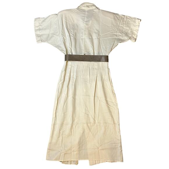 VNTG Positive Influence Cream/Brown Western Style Belted Short Sleeve Dress- S - Picture 2 of 14